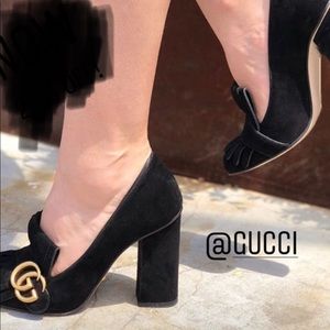 Gucci Marmont black suede heels